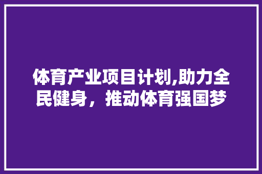 体育产业项目计划,助力全民健身，推动体育强国梦
