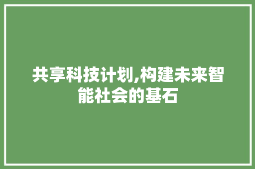 共享科技计划,构建未来智能社会的基石