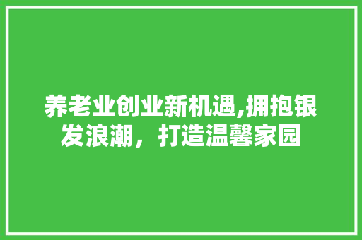 养老业创业新机遇,拥抱银发浪潮，打造温馨家园