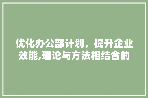 优化办公部计划，提升企业效能,理论与方法相结合的探索