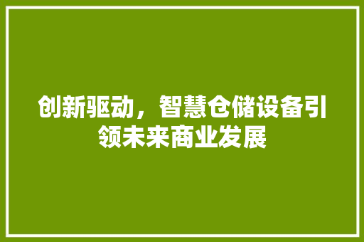 创新驱动，智慧仓储设备引领未来商业发展