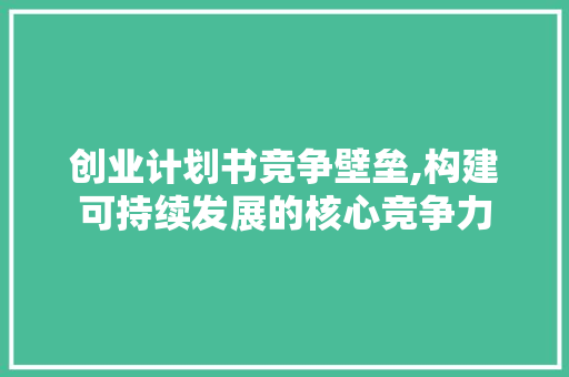 创业计划书竞争壁垒,构建可持续发展的核心竞争力