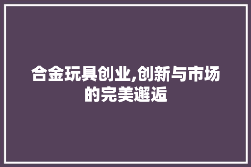 合金玩具创业,创新与市场的完美邂逅