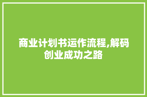 商业计划书运作流程,解码创业成功之路