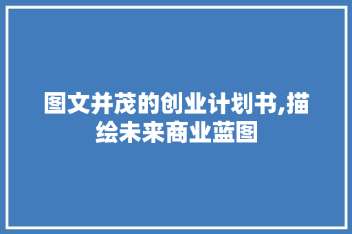 图文并茂的创业计划书,描绘未来商业蓝图