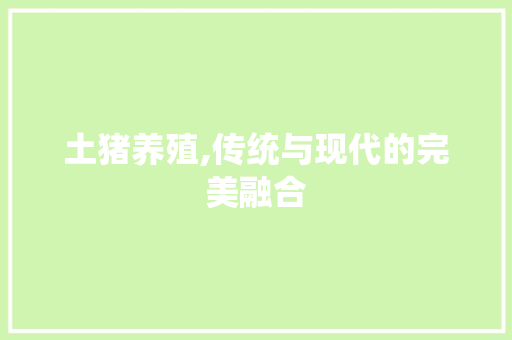 土猪养殖,传统与现代的完美融合