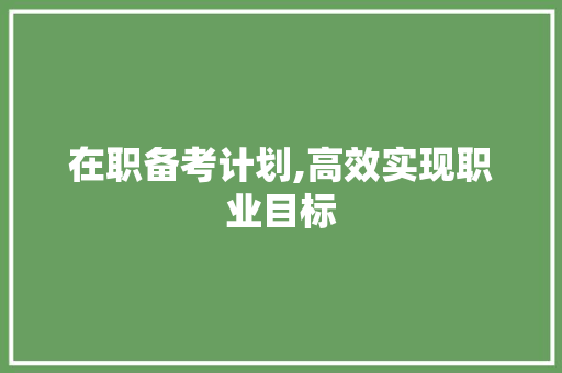 在职备考计划,高效实现职业目标