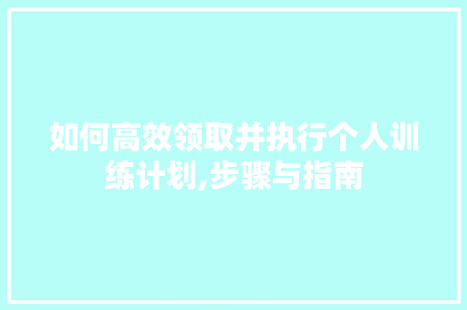 如何高效领取并执行个人训练计划,步骤与指南