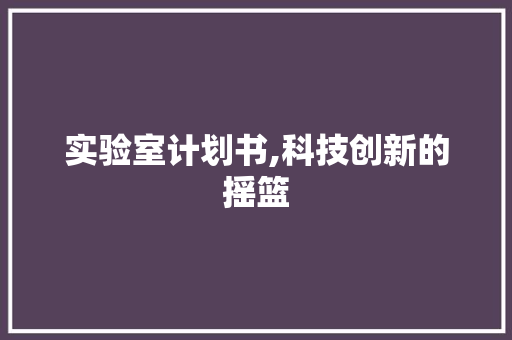 实验室计划书,科技创新的摇篮 采访稿
