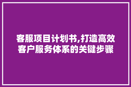 客服项目计划书,打造高效客户服务体系的关键步骤