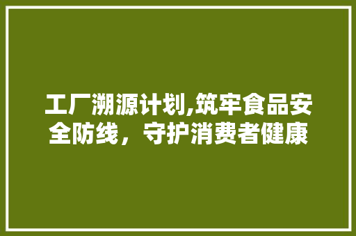 工厂溯源计划,筑牢食品安全防线，守护消费者健康