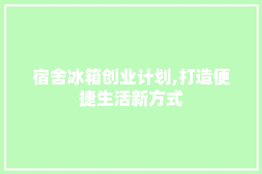 宿舍冰箱创业计划,打造便捷生活新方式 生活类