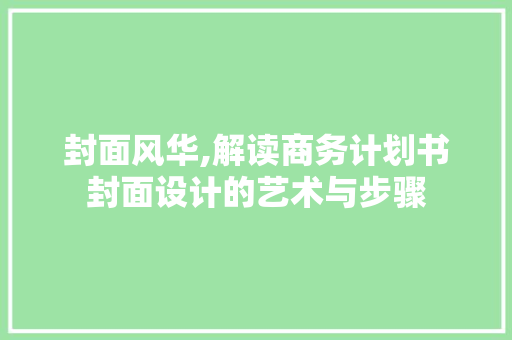 封面风华,解读商务计划书封面设计的艺术与步骤