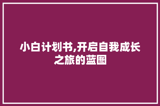 小白计划书,开启自我成长之旅的蓝图