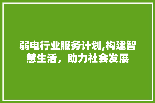 弱电行业服务计划,构建智慧生活，助力社会发展