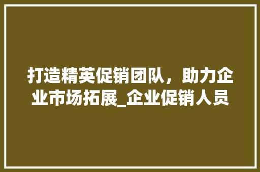 打造精英促销团队，助力企业市场拓展_企业促销人员招聘计划详解