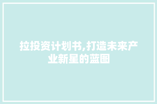 拉投资计划书,打造未来产业新星的蓝图