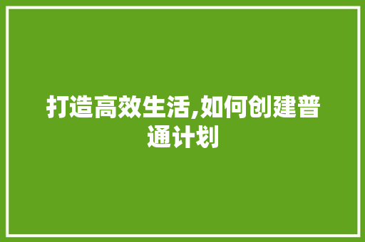 打造高效生活,如何创建普通计划