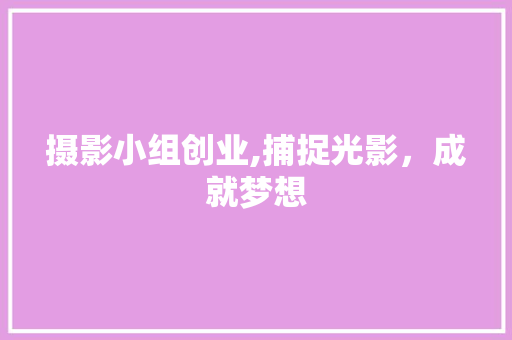 摄影小组创业,捕捉光影，成就梦想