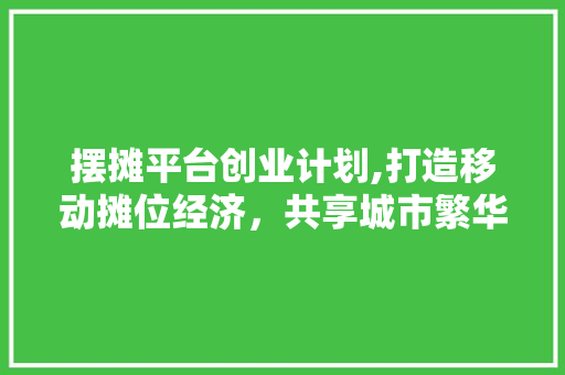 摆摊平台创业计划,打造移动摊位经济，共享城市繁华