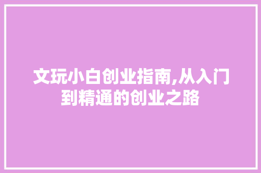 文玩小白创业指南,从入门到精通的创业之路