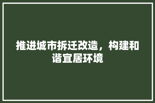 推进城市拆迁改造，构建和谐宜居环境