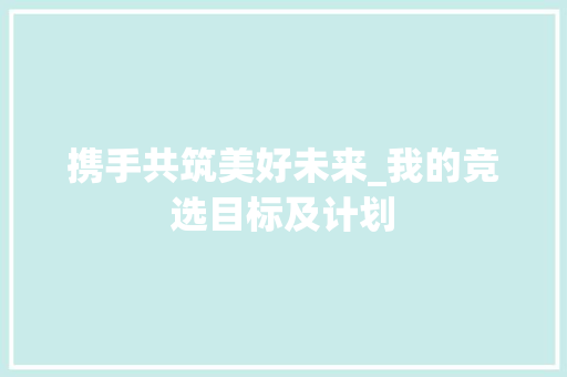 携手共筑美好未来_我的竞选目标及计划