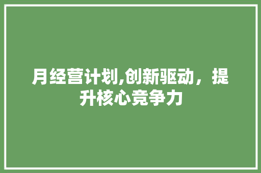 月经营计划,创新驱动，提升核心竞争力