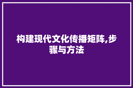 构建现代文化传播矩阵,步骤与方法
