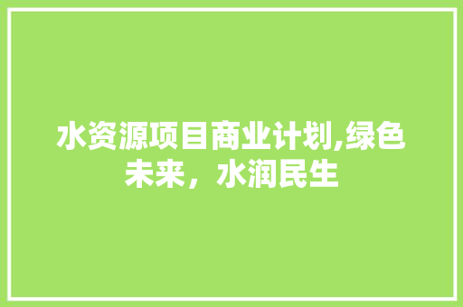 水资源项目商业计划,绿色未来，水润民生