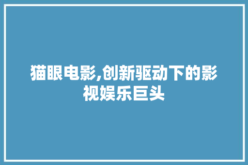猫眼电影,创新驱动下的影视娱乐巨头