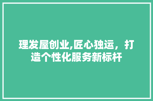 理发屋创业,匠心独运，打造个性化服务新标杆