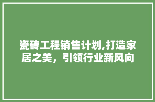 瓷砖工程销售计划,打造家居之美，引领行业新风向
