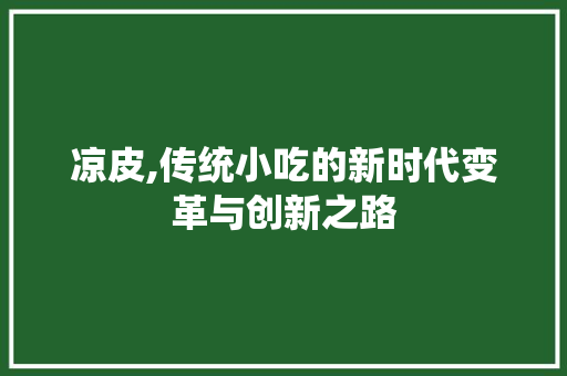 凉皮,传统小吃的新时代变革与创新之路