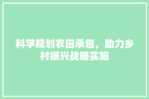 科学规划农田承包，助力乡村振兴战略实施