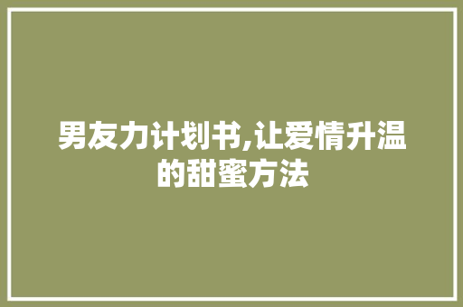 男友力计划书,让爱情升温的甜蜜方法 生活随笔