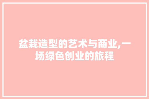 盆栽造型的艺术与商业,一场绿色创业的旅程 生活感悟
