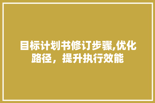 目标计划书修订步骤,优化路径，提升执行效能