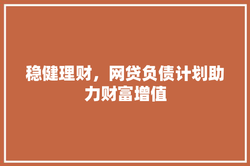 稳健理财，网贷负债计划助力财富增值 工作类