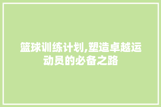 篮球训练计划,塑造卓越运动员的必备之路
