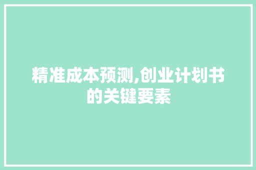 精准成本预测,创业计划书的关键要素