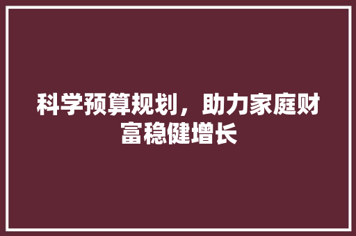 科学预算规划，助力家庭财富稳健增长
