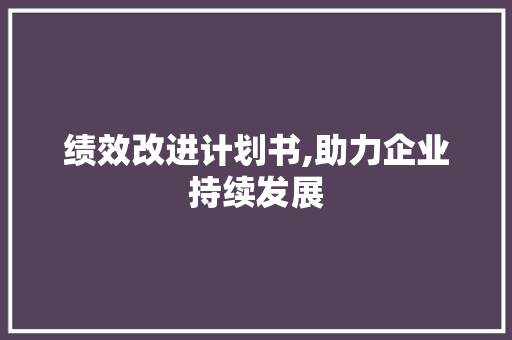 绩效改进计划书,助力企业持续发展