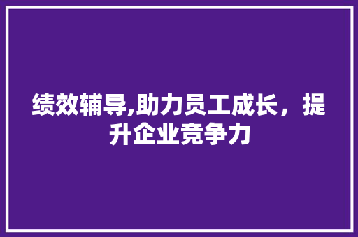 绩效辅导,助力员工成长，提升企业竞争力 工作总结
