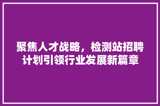 聚焦人才战略，检测站招聘计划引领行业发展新篇章