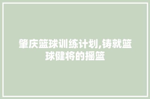 肇庆篮球训练计划,铸就篮球健将的摇篮 工作报告