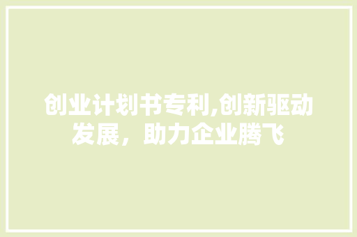 创业计划书专利,创新驱动发展，助力企业腾飞