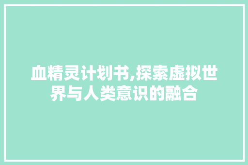 血精灵计划书,探索虚拟世界与人类意识的融合
