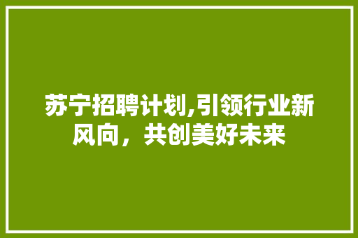 苏宁招聘计划,引领行业新风向，共创美好未来