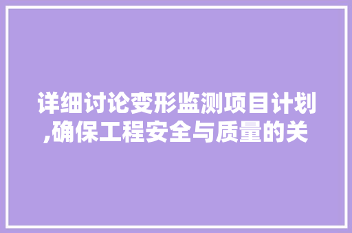 详细讨论变形监测项目计划,确保工程安全与质量的关键举措